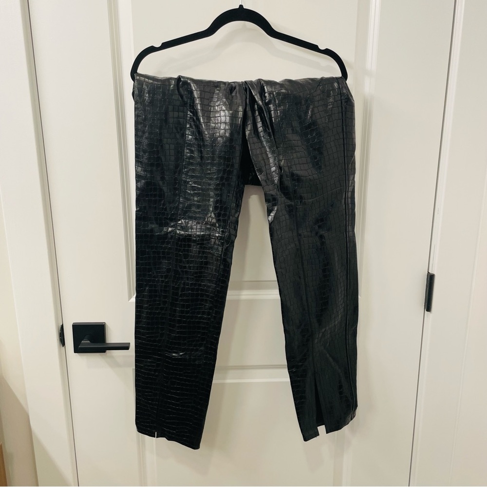 ZARA NWOT Faux Leather Croc Embossed Black Pants
